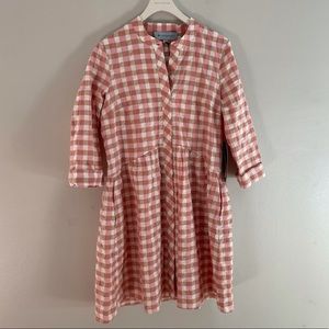 Pink Gingham Royal Shirt Dress W/tags